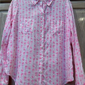 Lilly Pulitzer Sea View Linen shirt size S